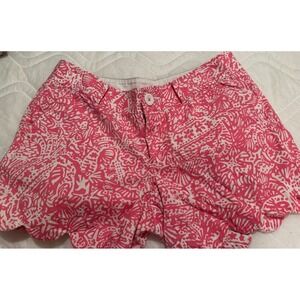 Lilly Pulitzer The Buttercup Short Pink White Scalloped Hem Print Womens‎ size 0